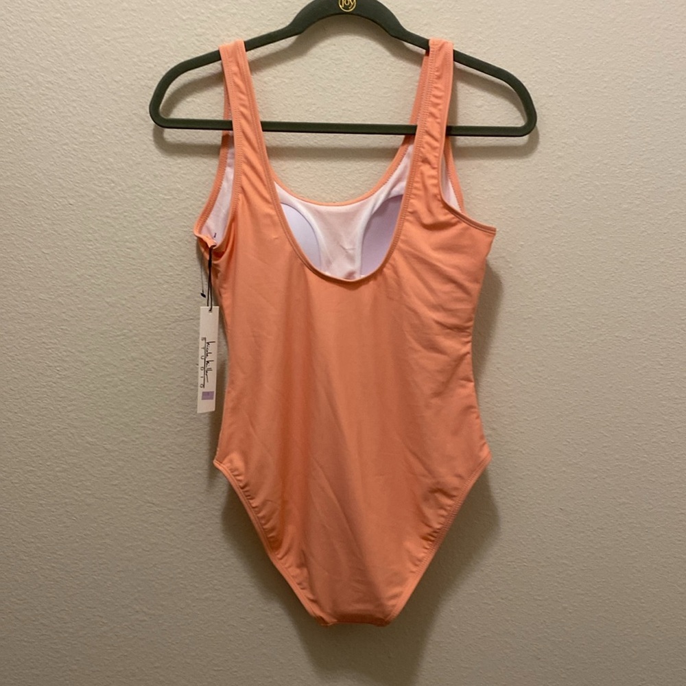 NWT Nicole Miller One Piece Swimsuit in Peach - Picture 4 of 7